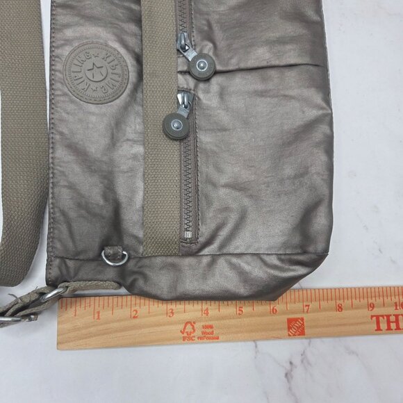 Kipling Angie Metallic Crossbody Bag Shimmer Gray Purse